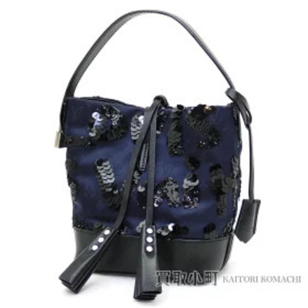 Louis Vuitton Spotlight Monogram Satin Sequins Midnight Blue Black Leather